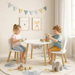 AIYAPLAY 3 Piece Kids Toddler Table And Chairs Set With Storage Bag White