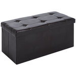 Pu Leather Storage Bench, Tufted Footrest | Brown