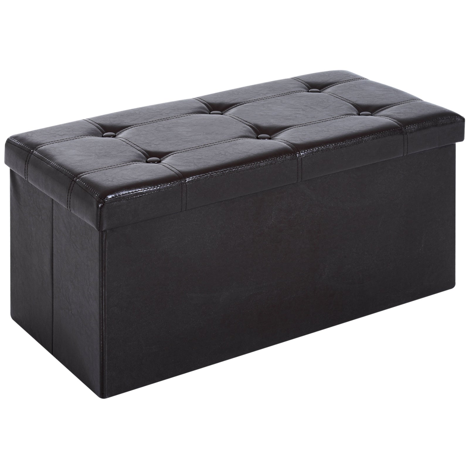 Pu Leather Storage Bench, Tufted Footrest | Brown