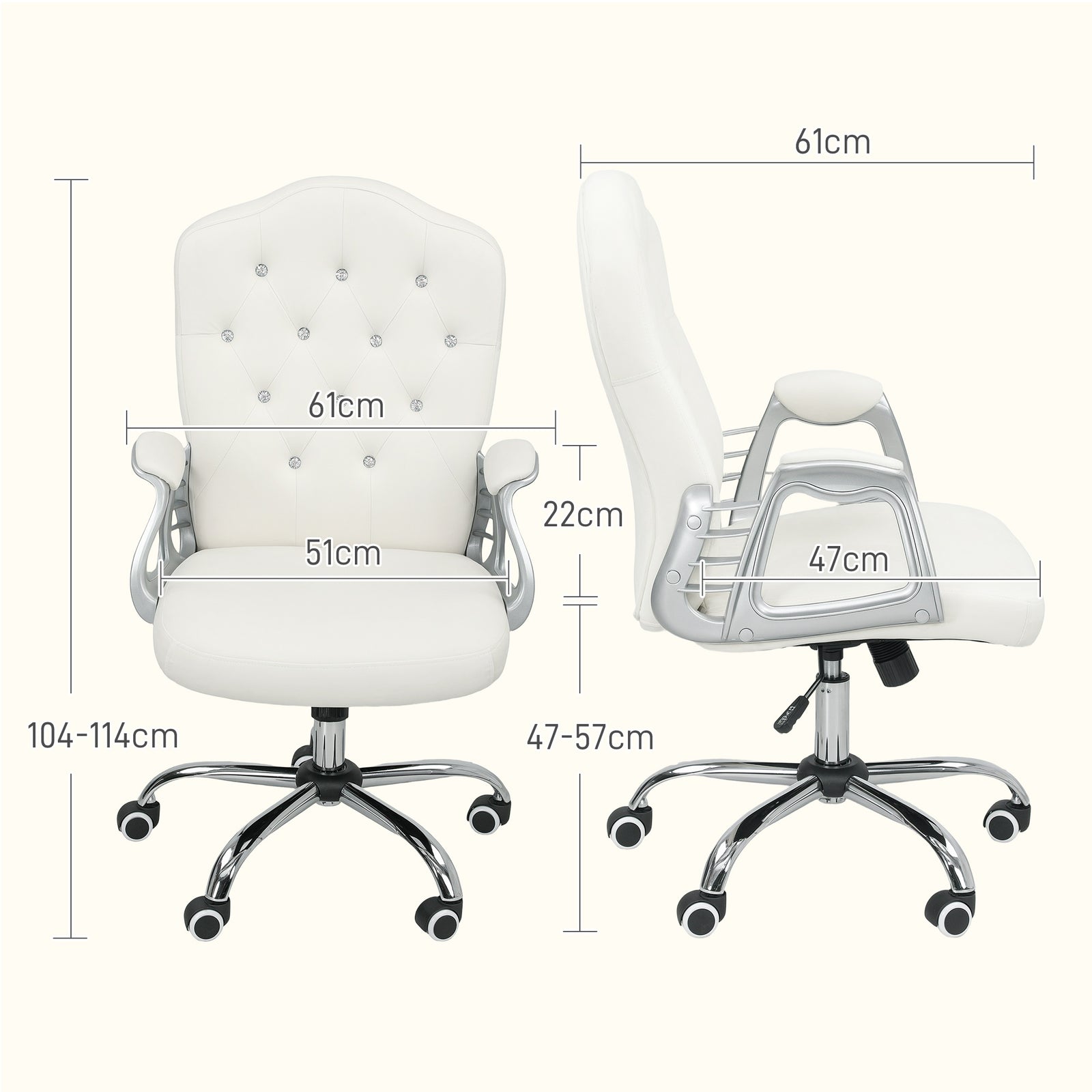 Office Chair with Adjustable Height Tilt Function | Cream