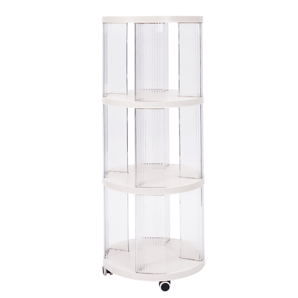 3-tier Plastic Round Bookshelf With Wheels