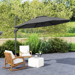 3x3m Cantilever Parasol W/ 360° Crank Handle Tilt | Black