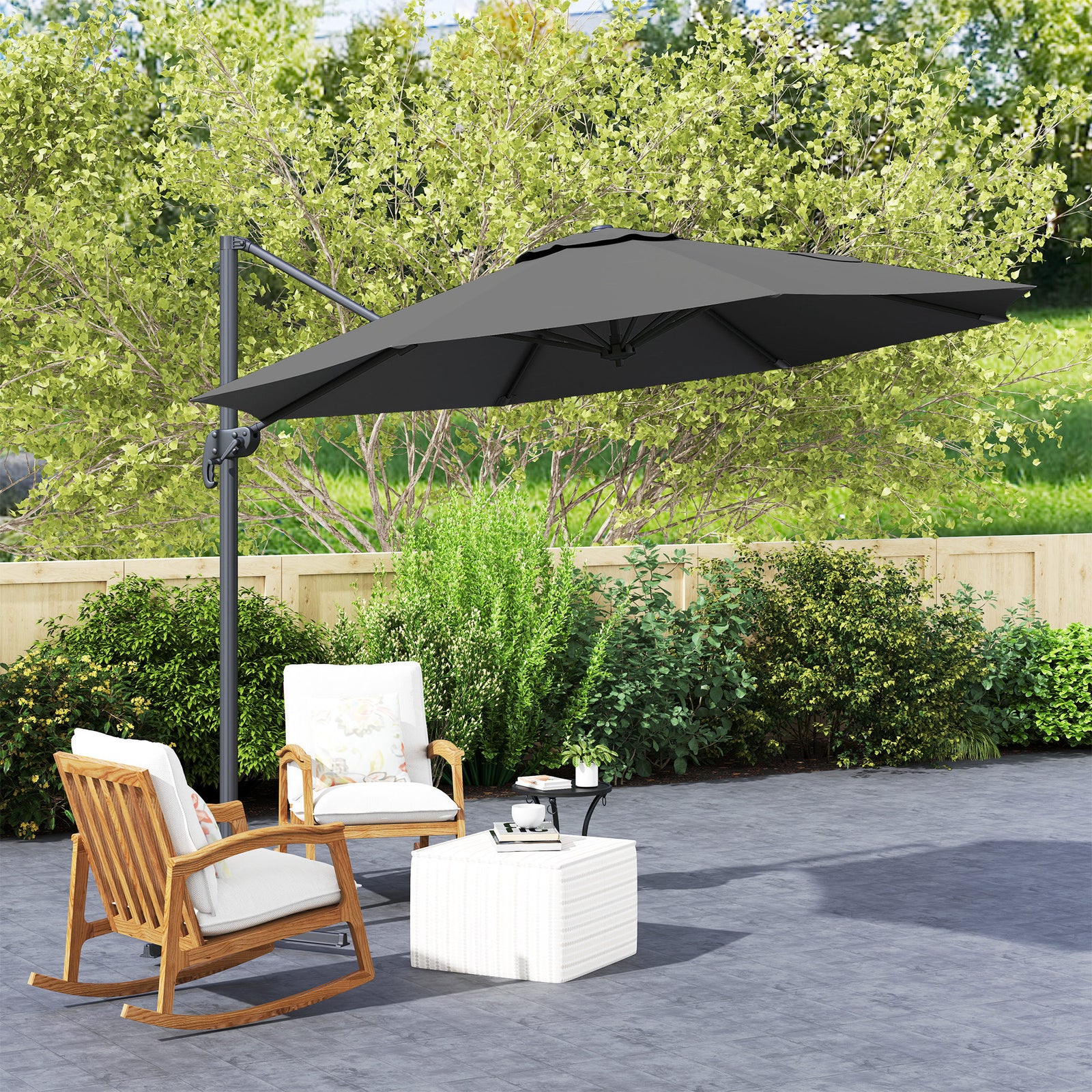 3x3m Cantilever Parasol W/ 360° Crank Handle Tilt | Black