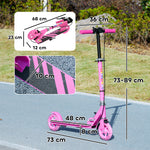 Scooter For Kids, Folding Light Up Kick Scooter With Adjustable Handle | Pink
