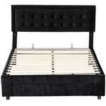 King Size Bed Frame With Storage And Adjustable Headboard | Black