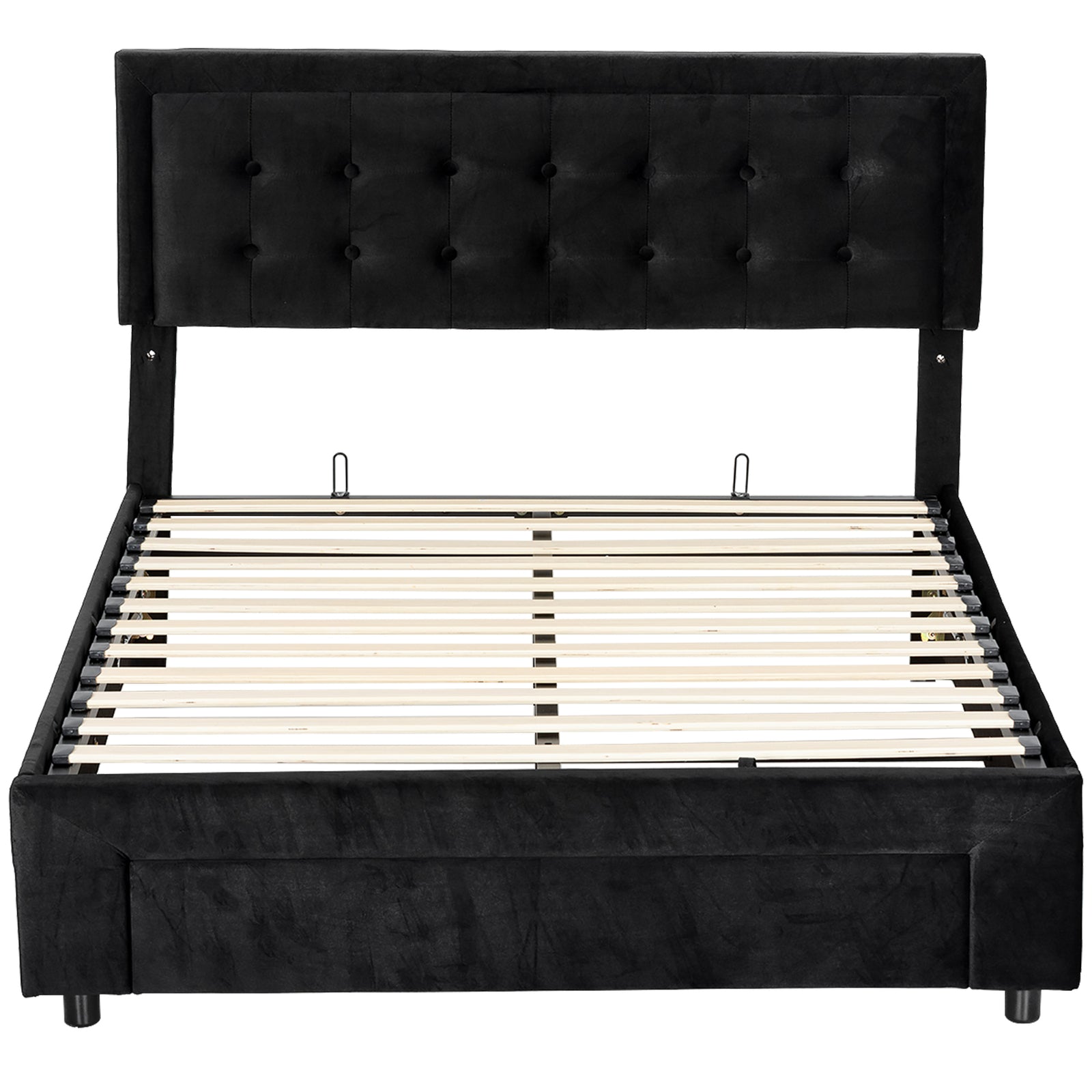 King Size Bed Frame With Storage And Adjustable Headboard | Black