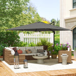 3 X 3 M Cantilever Parasol, Square Patio Umbrella With Crank Handle | Dark Grey