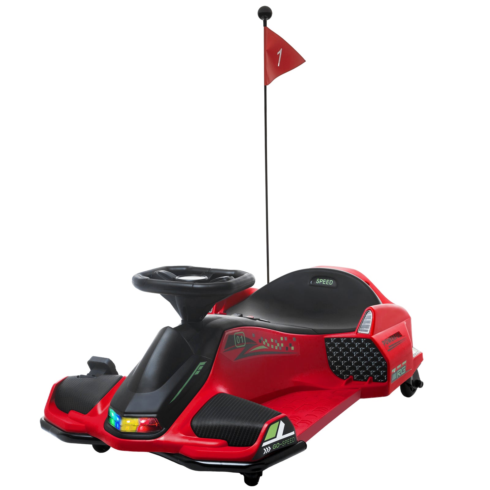 12v Electric Go Kart For Kids With Music, Led Lights, Red | Red