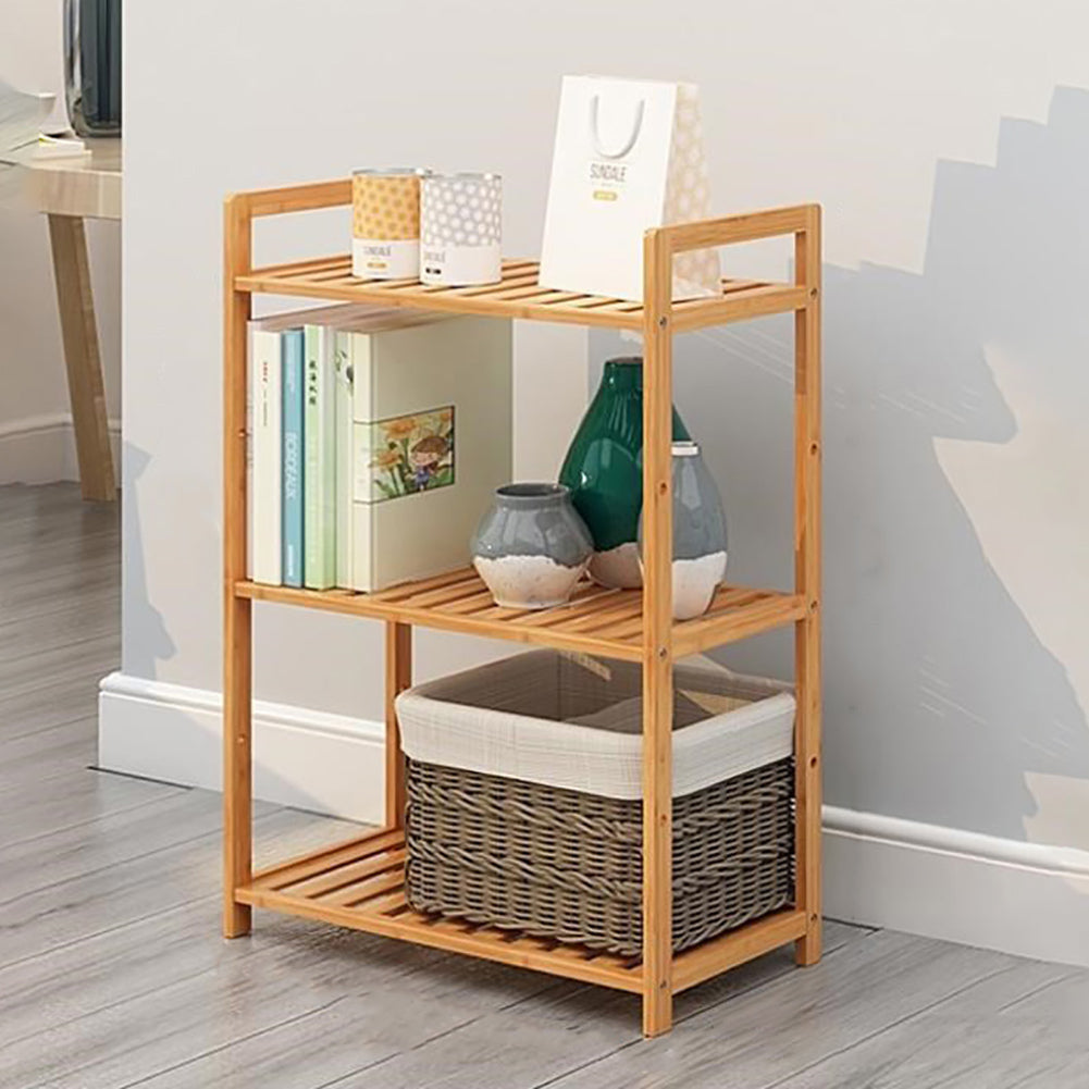 Tiered Bamboo Wood Book Storage Shelf | Small