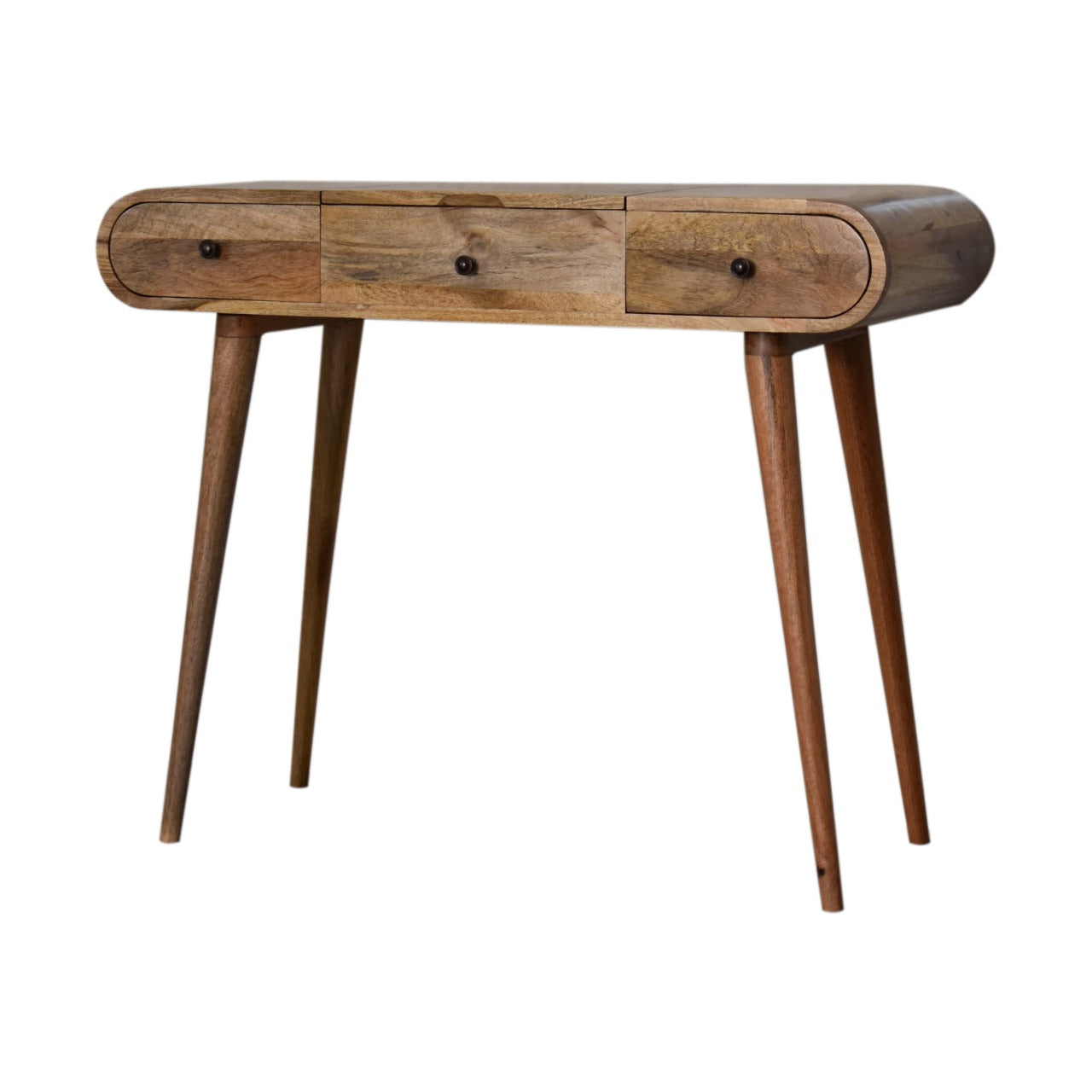 Solid Mango Wood Oak-ish Round Dressing Table