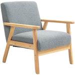 Accent Chair With Wood Frame, Cashmere, Grey