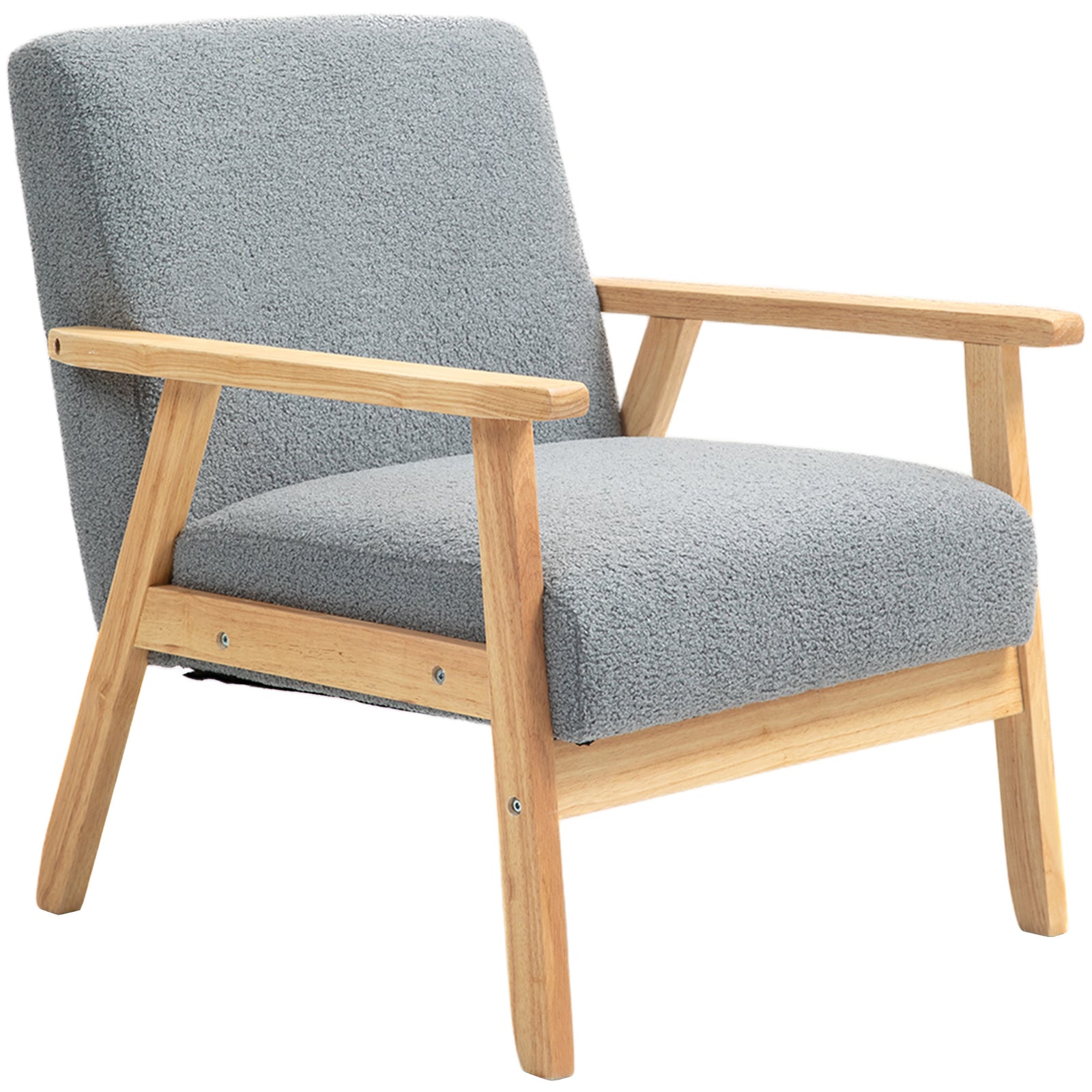 Accent Chair With Wood Frame, Cashmere, Grey