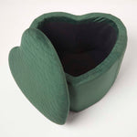 Arundel Heart-shaped Velvet Footstool With Storage | Green