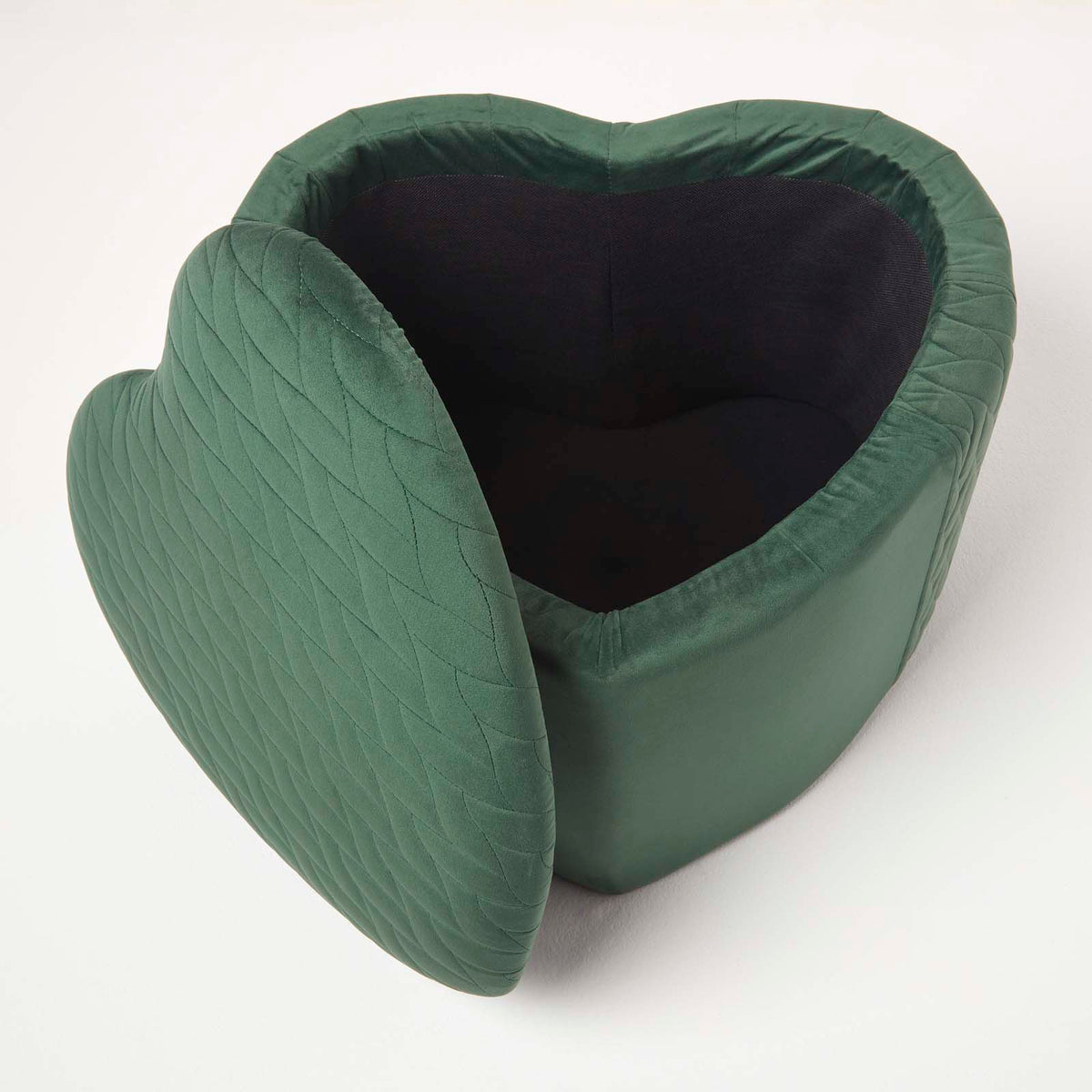 Arundel Heart-shaped Velvet Footstool With Storage | Green