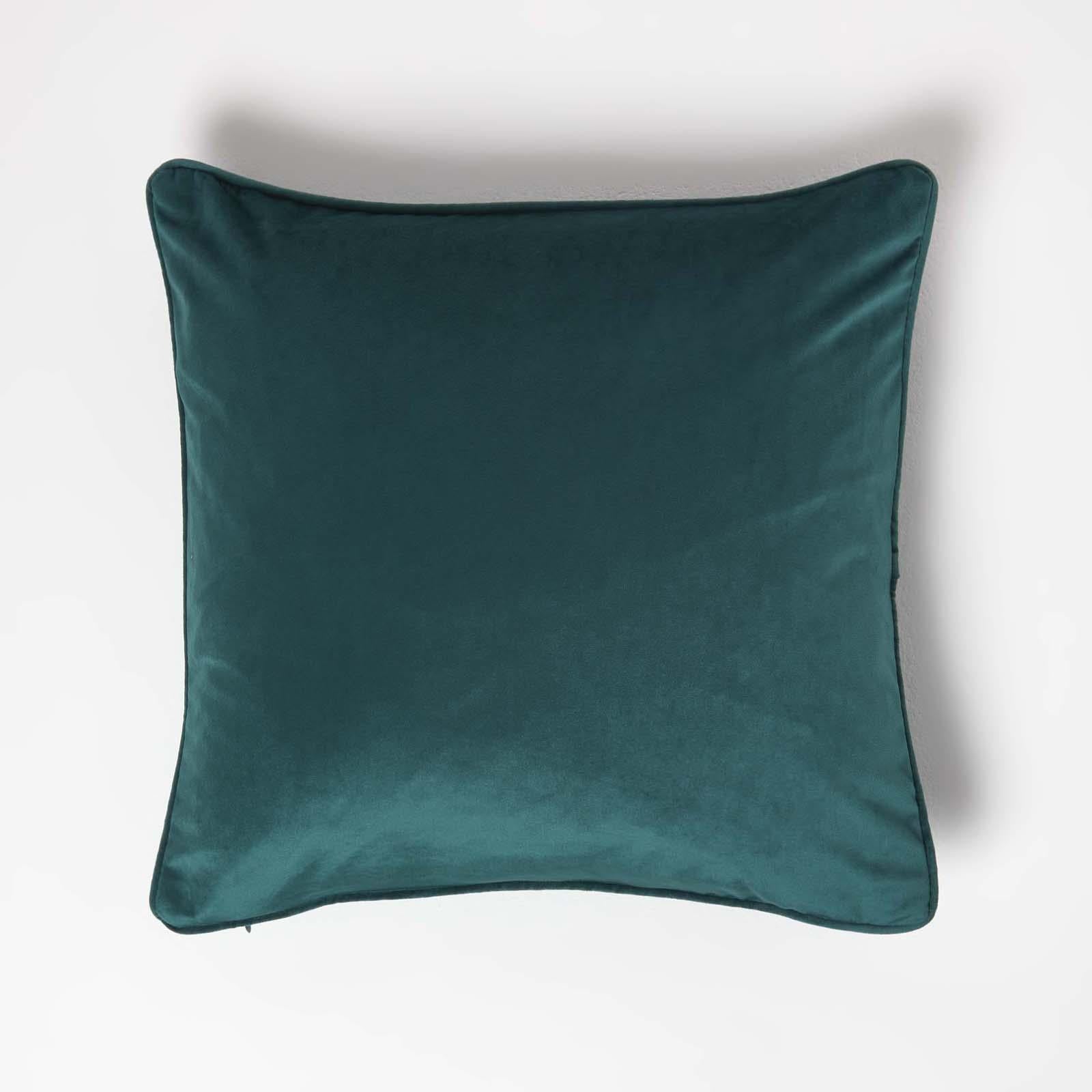 Filled Velvet Cushion With Piped Edge 46 X 46 Cm | 45cm x 45cm | Green