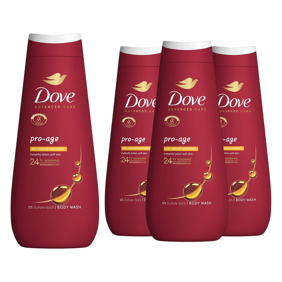 Advanced Care Pro Age Body Wash 24h Renewing Micromoisture 400ml | Set of 4 | White