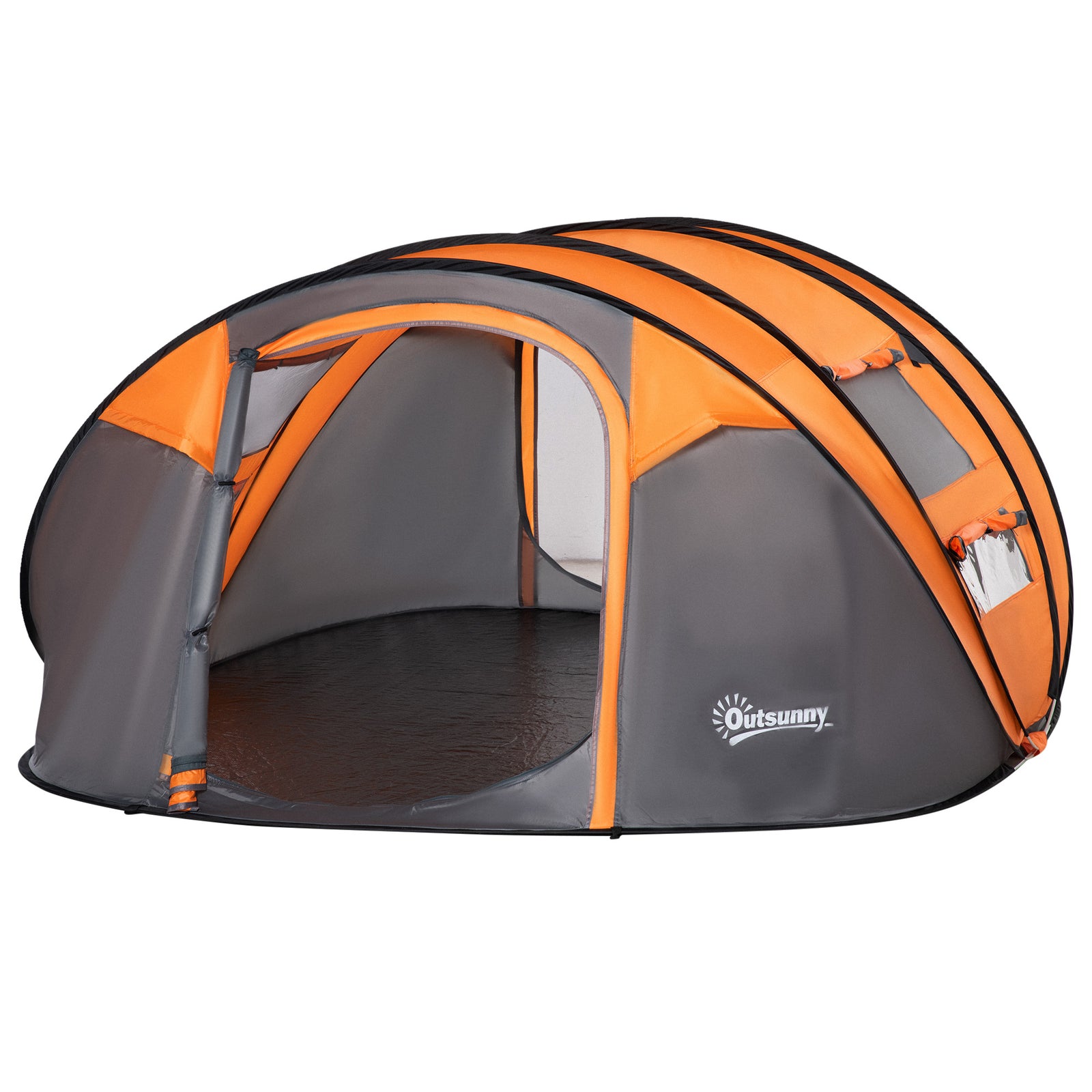 4-5 Person Camping Tent Dome Pop-up Tent  With Windows | Orange