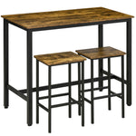 Industrial Bar Table Set, 3pc With 2 Stools