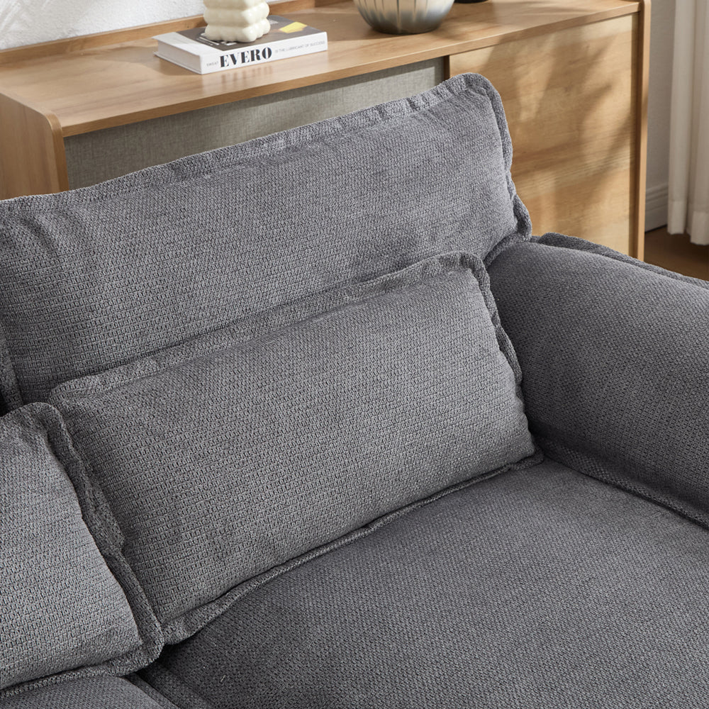 U-shaped Textured Breathable Chenille Sectional Sofa With Dual Chaise – Modular Living Room Couch With Lumbar Cushions | Grey