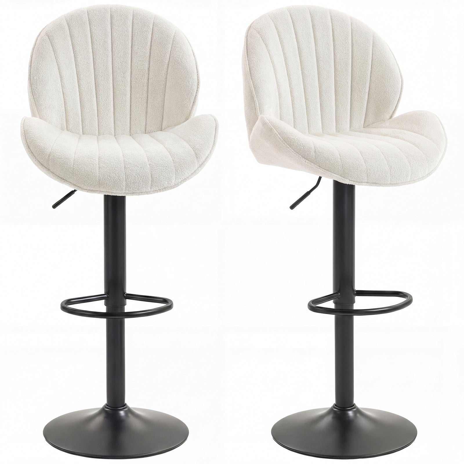 Modern Bar Stools Set Of 2, Swivel Counter Height Barstools | Cream