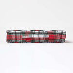 Cotton Tartan Check Floor Cushion | 40cm x 40cm | Grey & Red