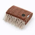 Moorland Soft 100% Brushed Wool Throw | 130cm x 170cm | Burnt Orange