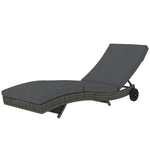 Outdoor Reclining Lounge Chair, Pe Wicker, Rolling Wheels