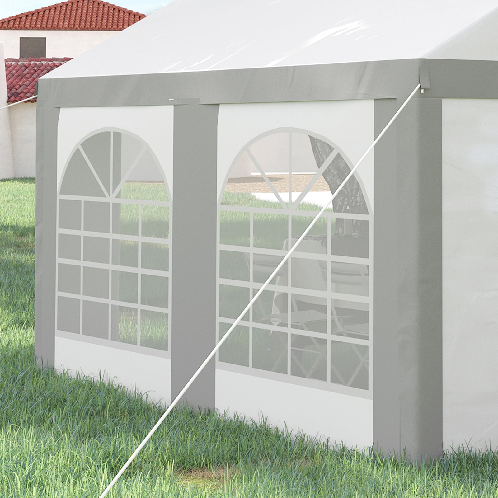 Party Tent, Marquee Gazebo With Sides, Windows And 2 Doors | Small | White