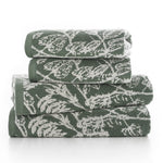 Secret Garden 550gsm Yarn Dyed Jacquard Cotton Towels | Bath Towel | Green
