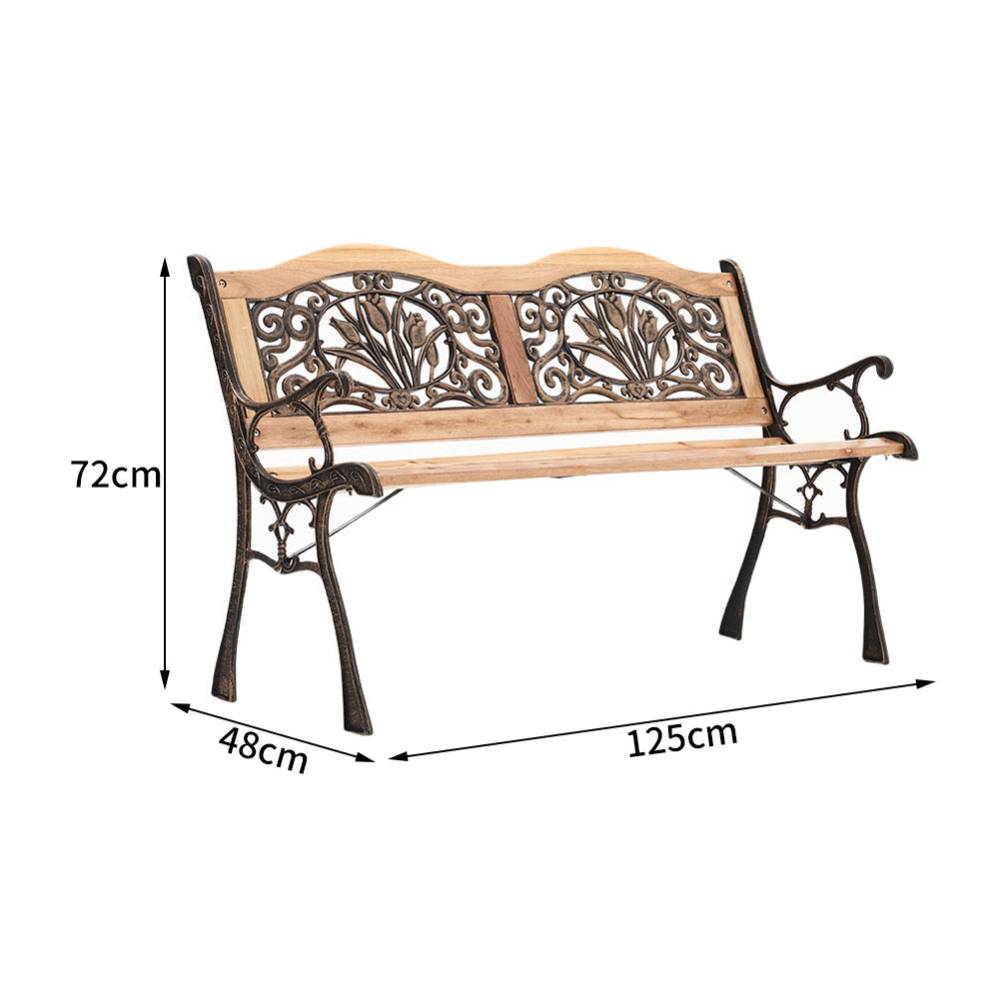 Outdoor Garden Metal Wood Bench Outdoor Patio Furniture Bench Chair