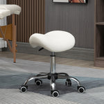 Pu Leather Saddle Stool W/ Moulded Padded Seat Adjustable | One Size | Cream