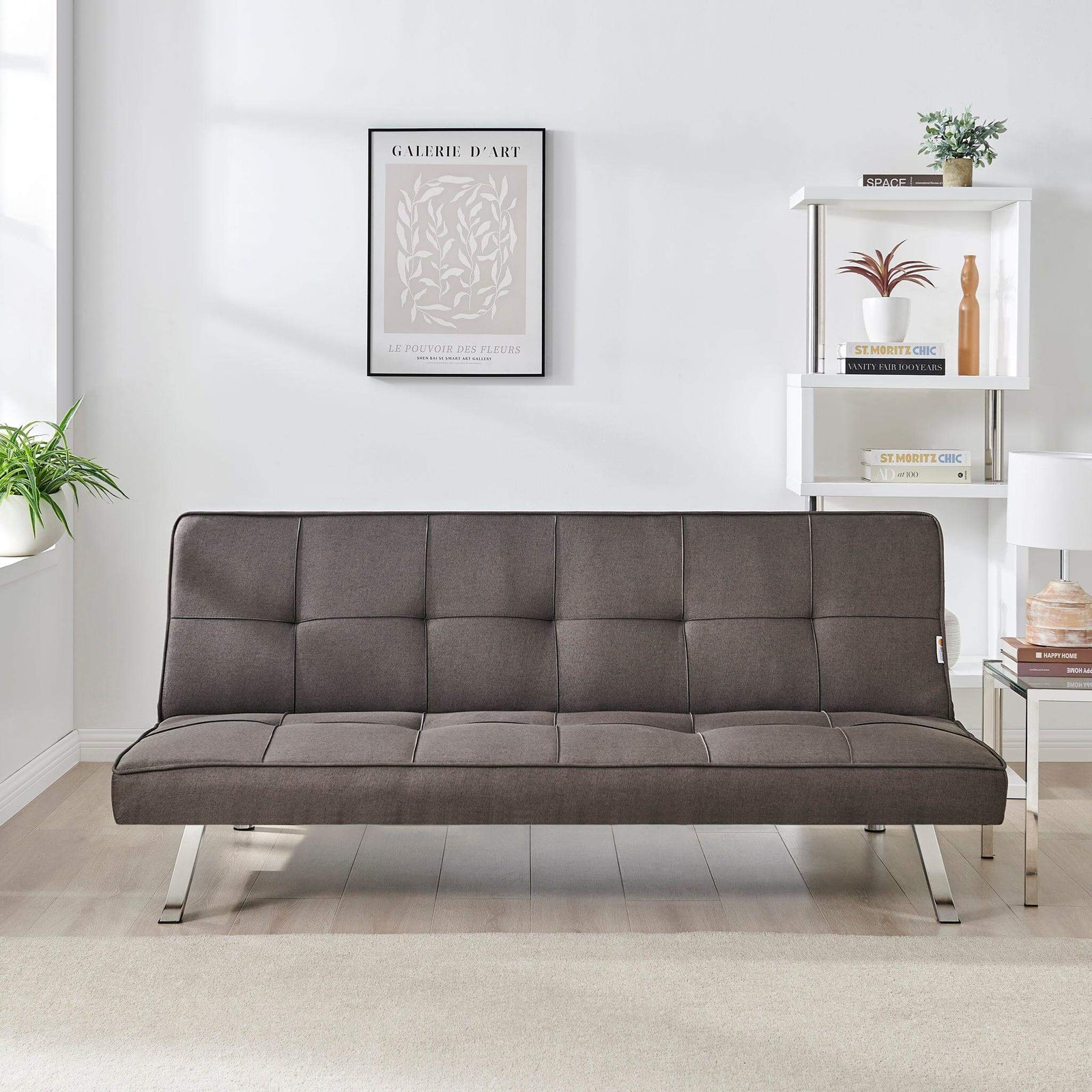 Click Clack Linen Blend Sofa Bed - 3 Seater | Brown
