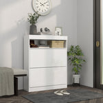 Wall Mounted Freestanding Shoe Cabinet With 2 Flip Drawers | One Size | White