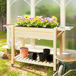 Wooden Raised Planter W/ Lockable Wheels, Liner | Natural