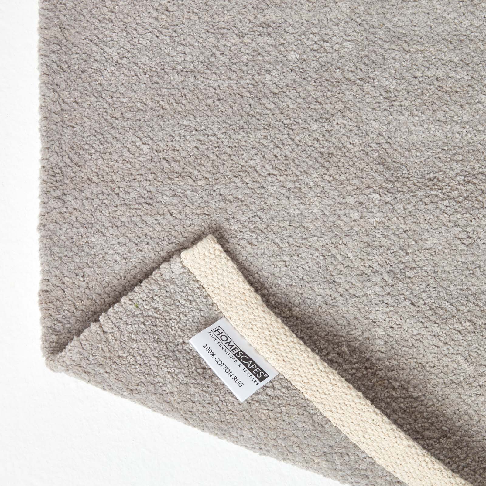 Plain Chenille 100% Cotton  Rug With Natural Trim | 200cm | Light Grey