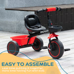 Kids Trike For 2 To 5 Years With Adjustable Seat, Baskets | Red