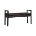 Gridline Bench, Upholestered Rich Black Leather, Black