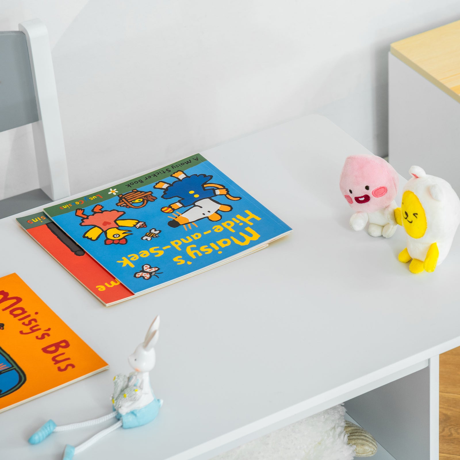 3 Pcs Kids Table & Chairs Set Toddler Furniture W/ Storage Drawers White