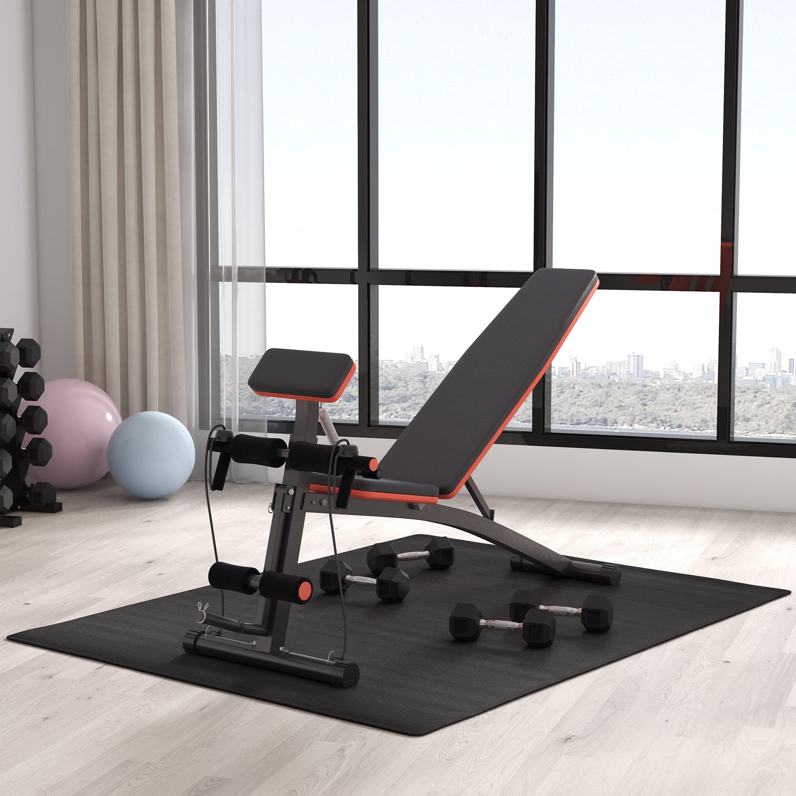 Foldable Dumbbell Bench - 7 Incline Adjustable | Black