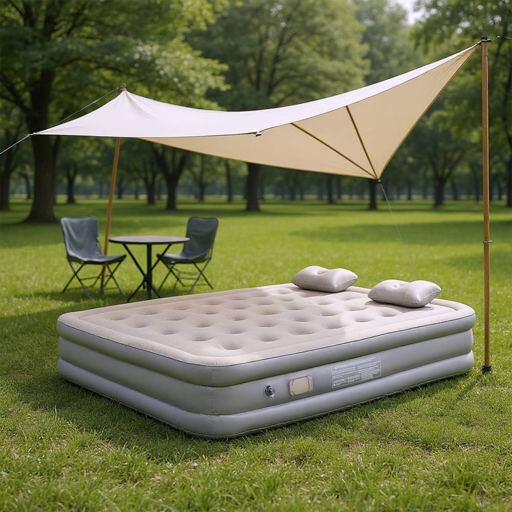Raised Inflatable Airbed Mattress With Built-in Pump – Includes Pillows | Double