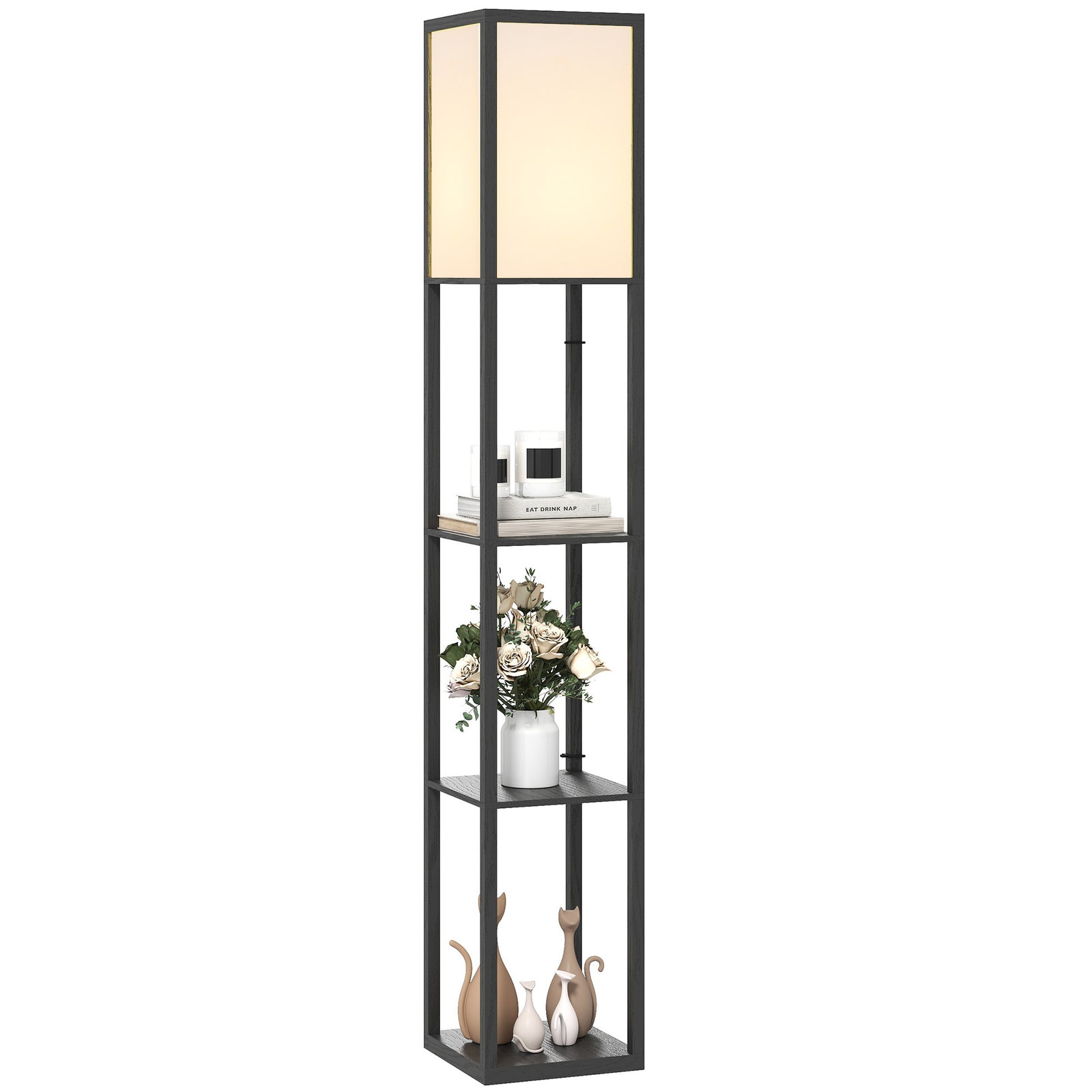 HOMCOM 3-tier Floor Lamp, Bulb Not Included, Black