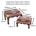 Nesting Footstools Pack Of 2 Red Woven Fabric Top, Wooden Frame
