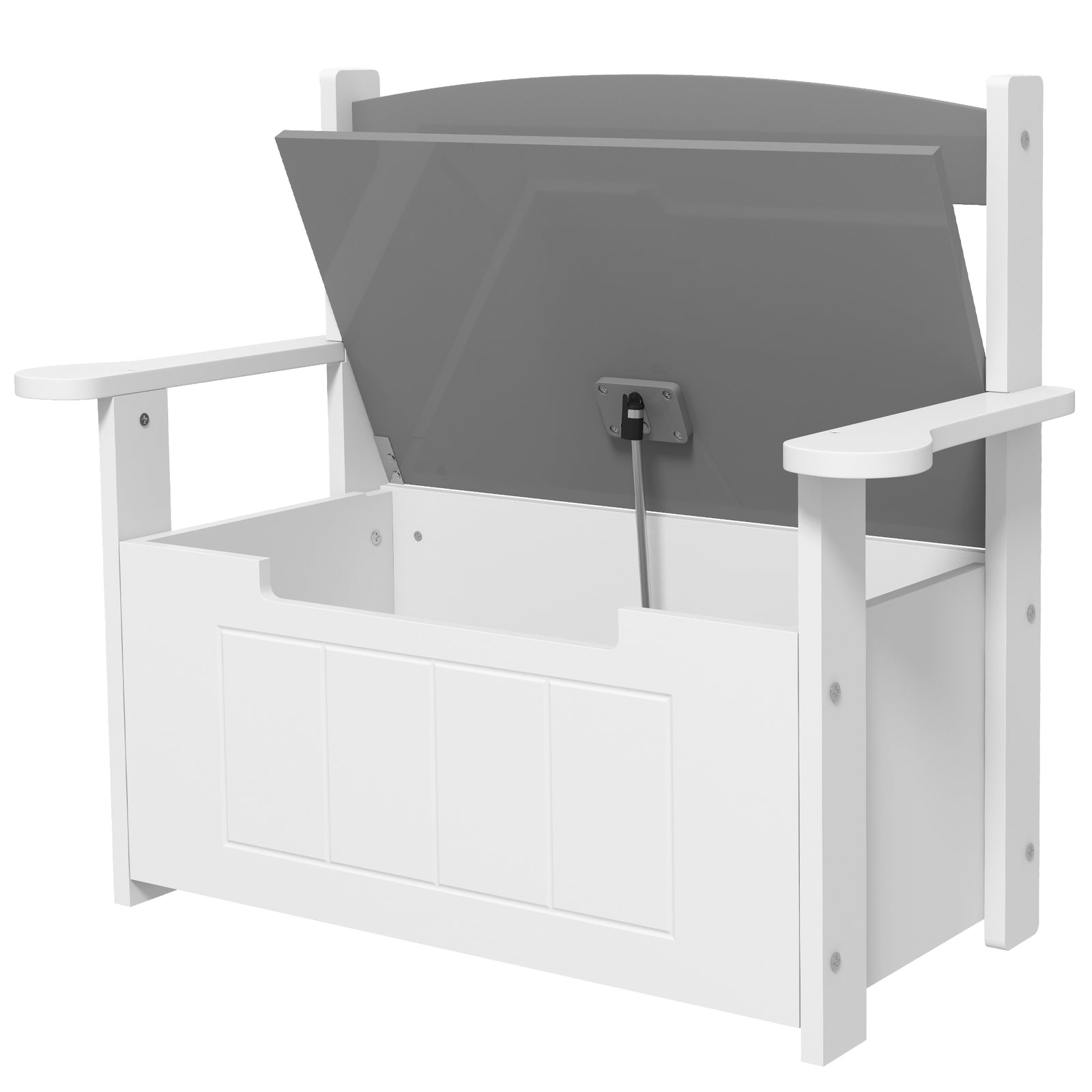 2 In 1 Toy Box For Kids With Safety Lid For Bedroom, Nursery | Grey