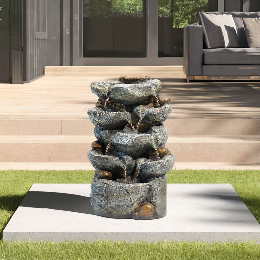 Outdoor Fountain Water Feature Waterfall Solar Powered