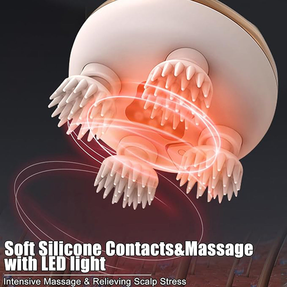 Electric Scalp Massager With 8 Interchangeable Heads, Ipx7 Waterproof, Type-c Rechargeable | Gold