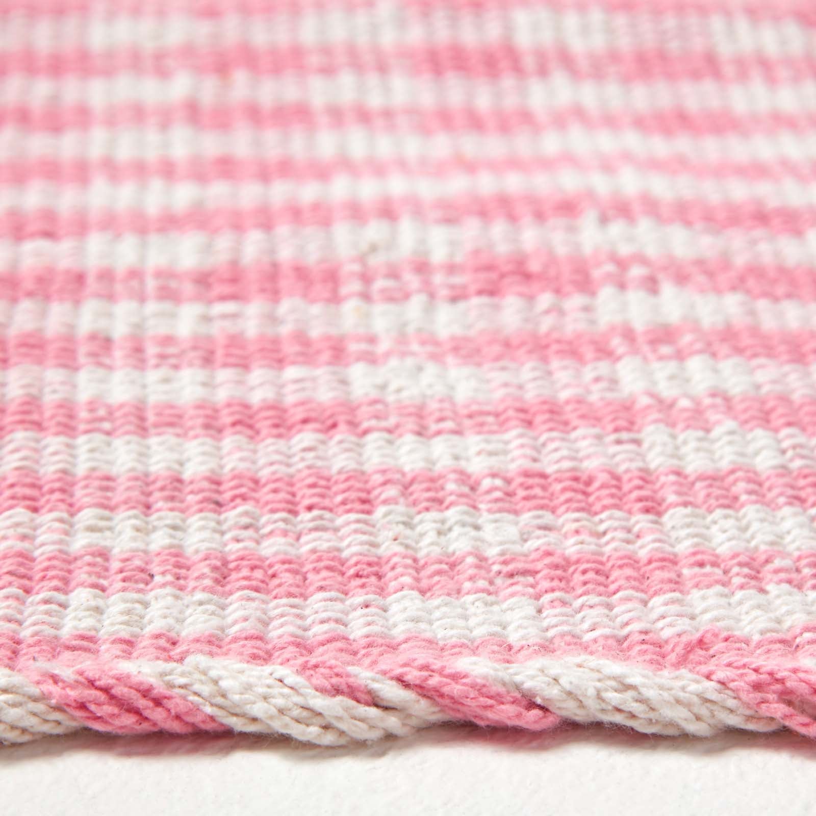 Cotton Gingham Check Rug Hand Woven | 200cm | Pink