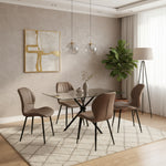 Miami Dining Table With 4 Jaydn Leather Chairs | Tan