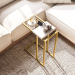 HOMCOM C-shaped Side Table, End Table With Tempered Glass Tabletop, Gold