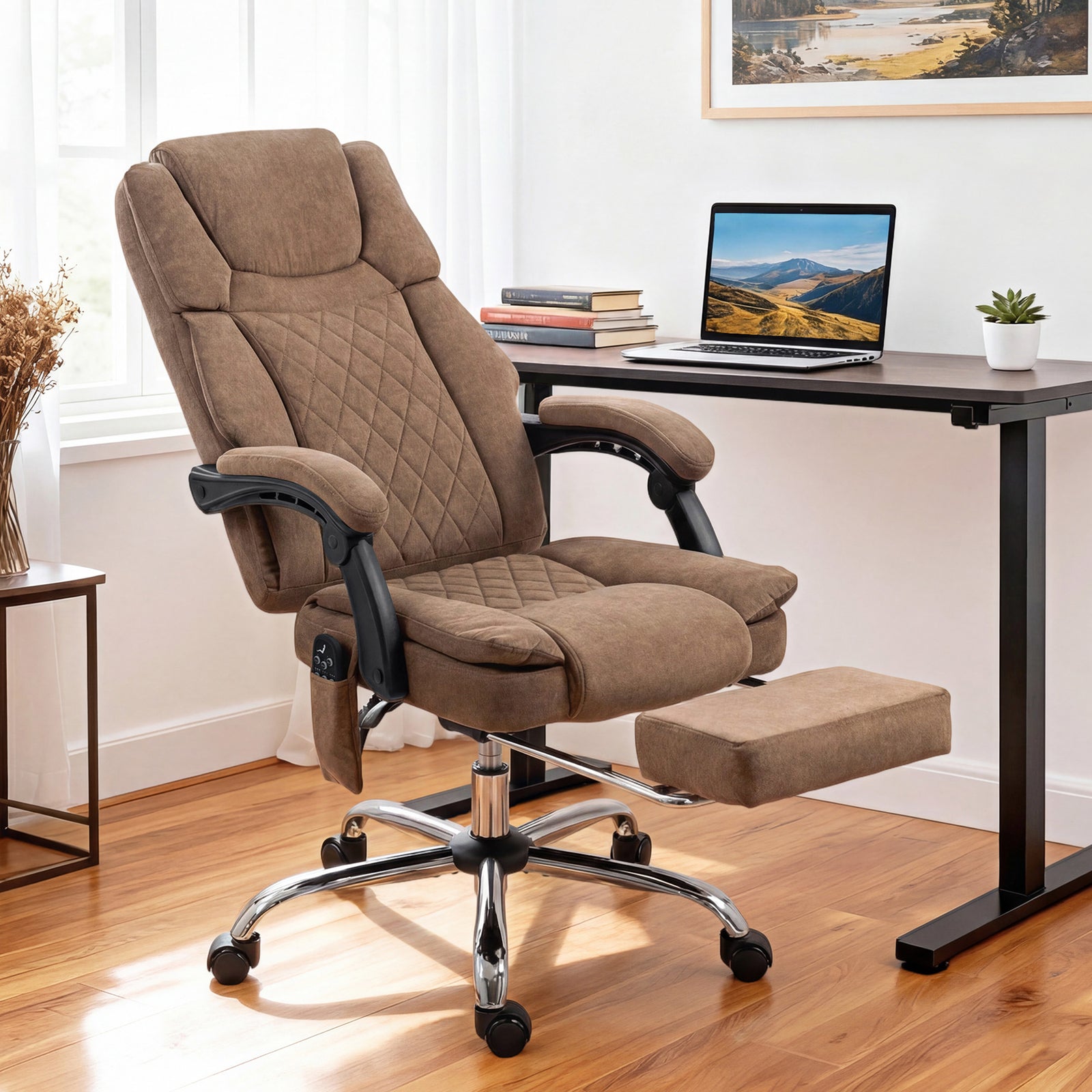 Executive Office Chair, Desk Chair With Massage And Heat | Brown