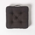 Rajput Ribbed Cotton Floor Cushion | 40cm x 40cm | Black